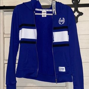 PINK Navy Blue Full Zip Hoodie